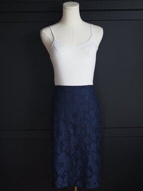 Simons | Cotton Blend Graphic Floral Lace Pencil Skirt